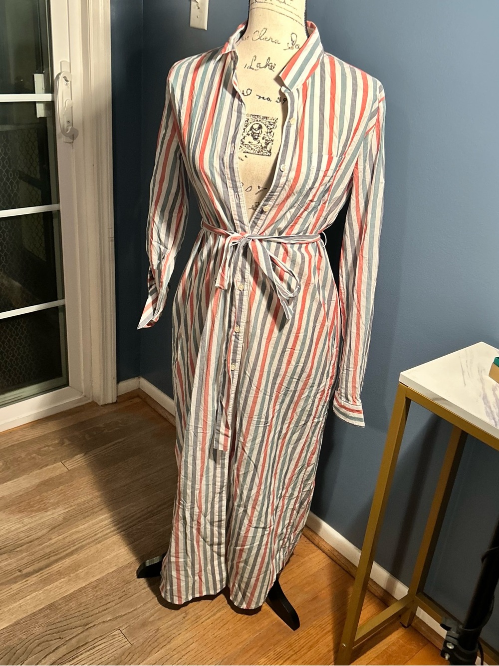 Trovata birds of paradis Vertical Stripe Button-Front shirt Dress